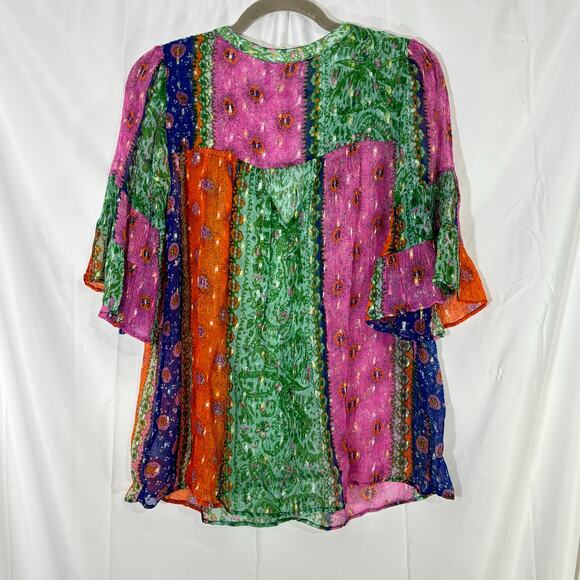 Anthropologie Akemi + Kin “Antonella” Multi-Color Boho Peasant Top – Size M - Picture 3 of 8